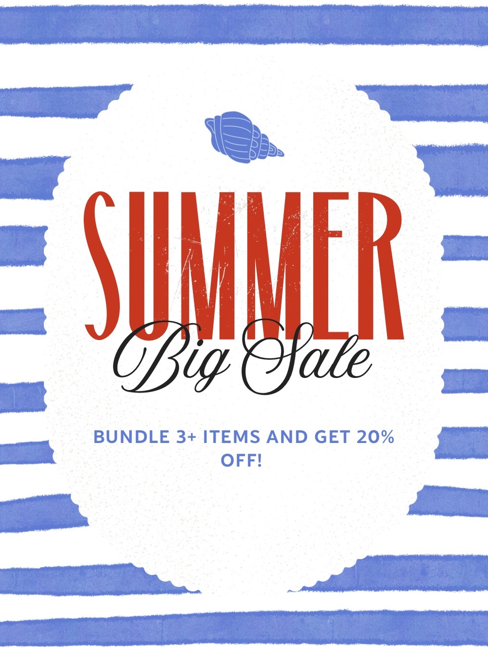 Summer Big Sale Graphic Poster - Nautical Striped Design